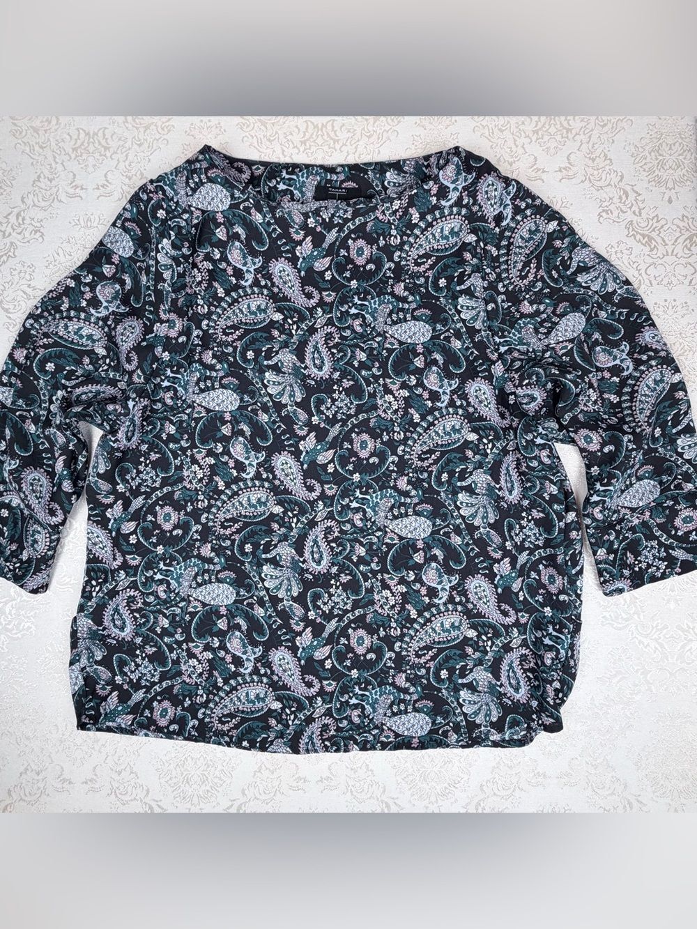 Tahari Black Paisley Print Blouse, Medium, Lightweight, Fashion - Picture 1 of 7